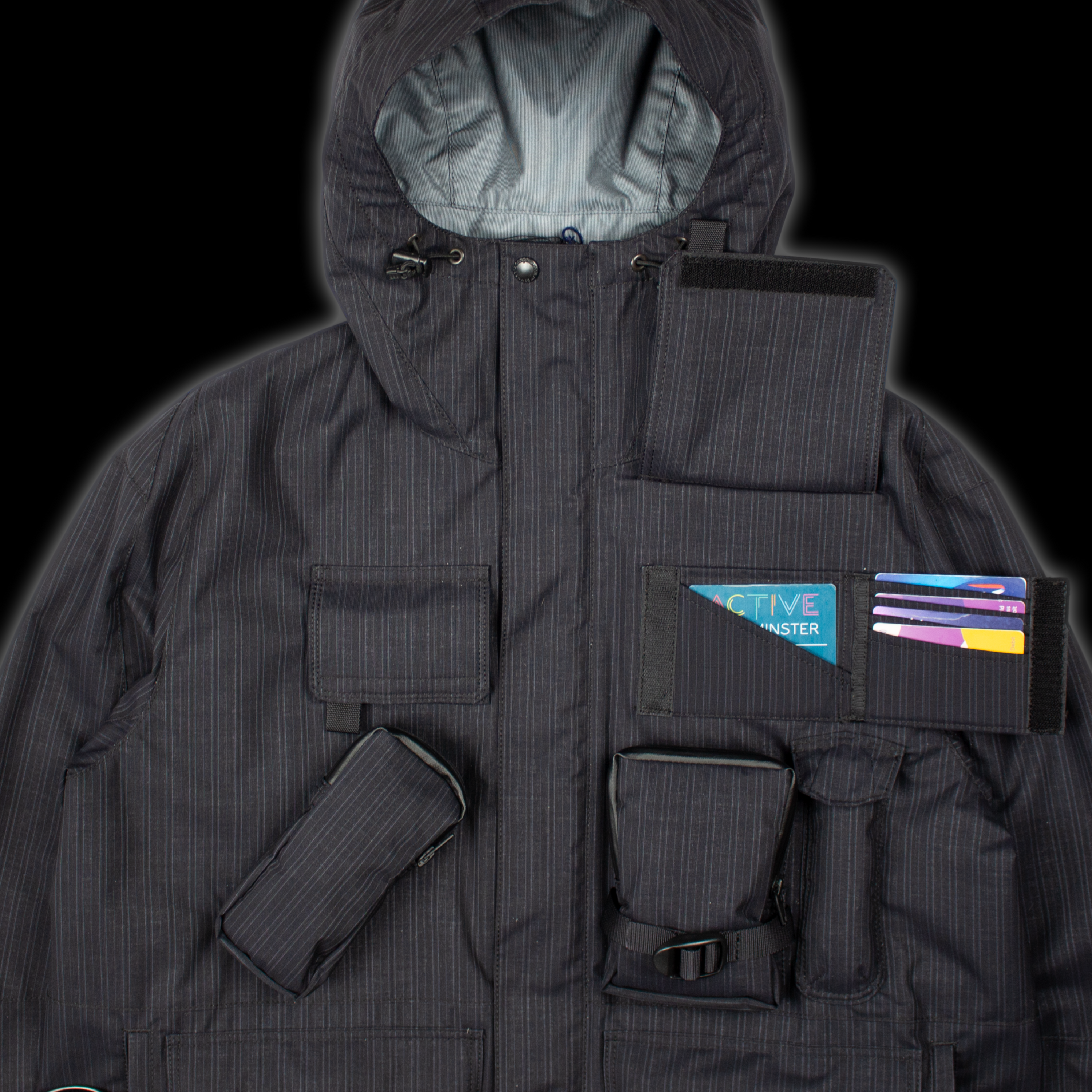 FW22 WOOL STRIPE LAMINATED UTILITY JACKET