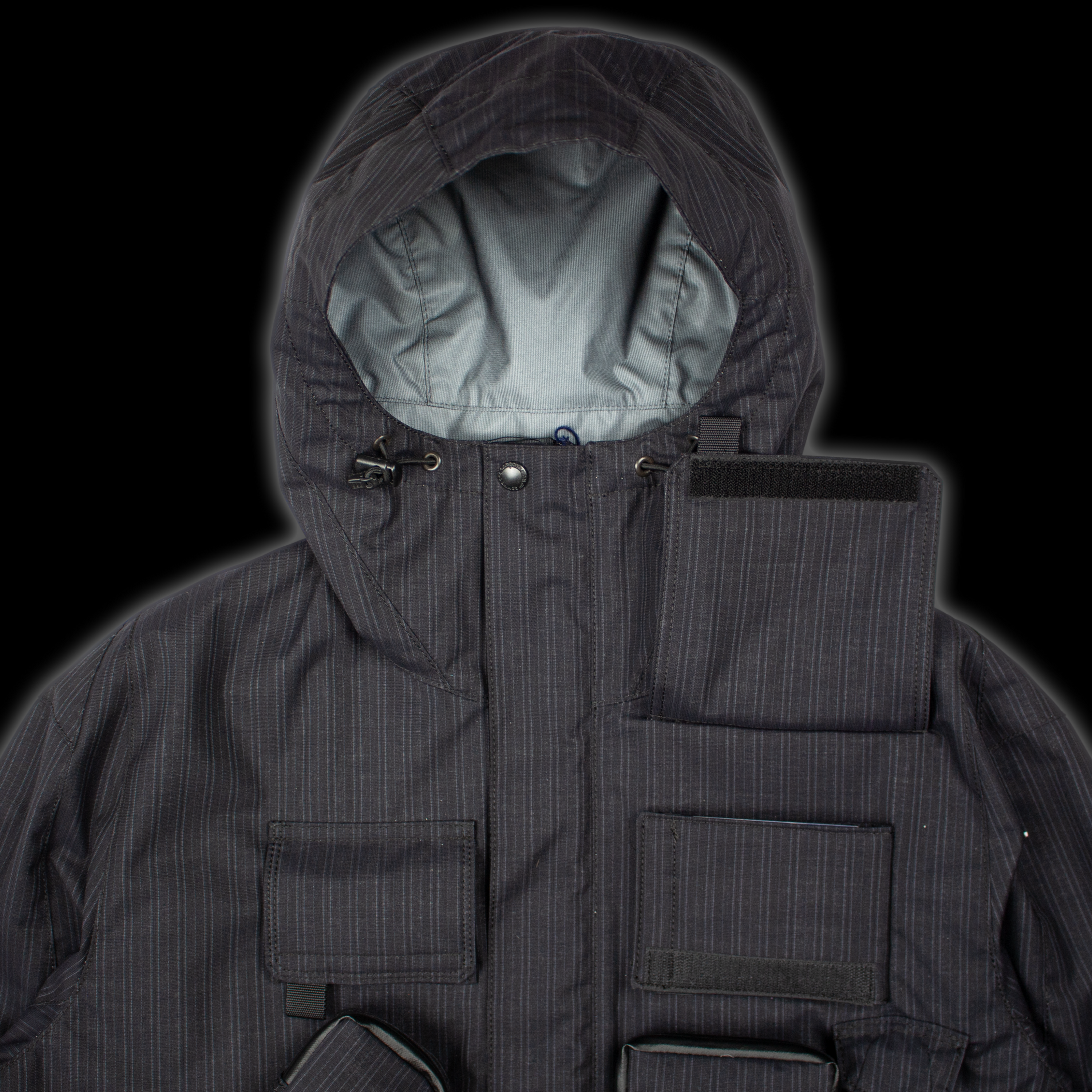 FW22 WOOL STRIPE LAMINATED UTILITY JACKET