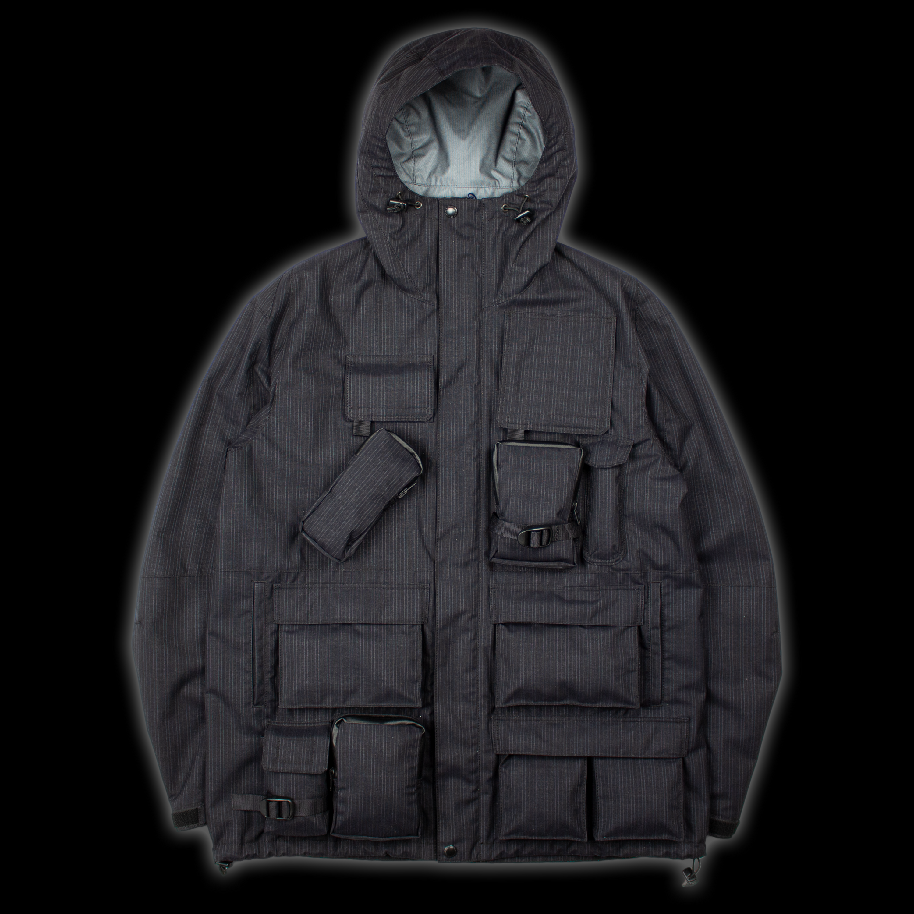FW22 WOOL STRIPE LAMINATED UTILITY JACKET