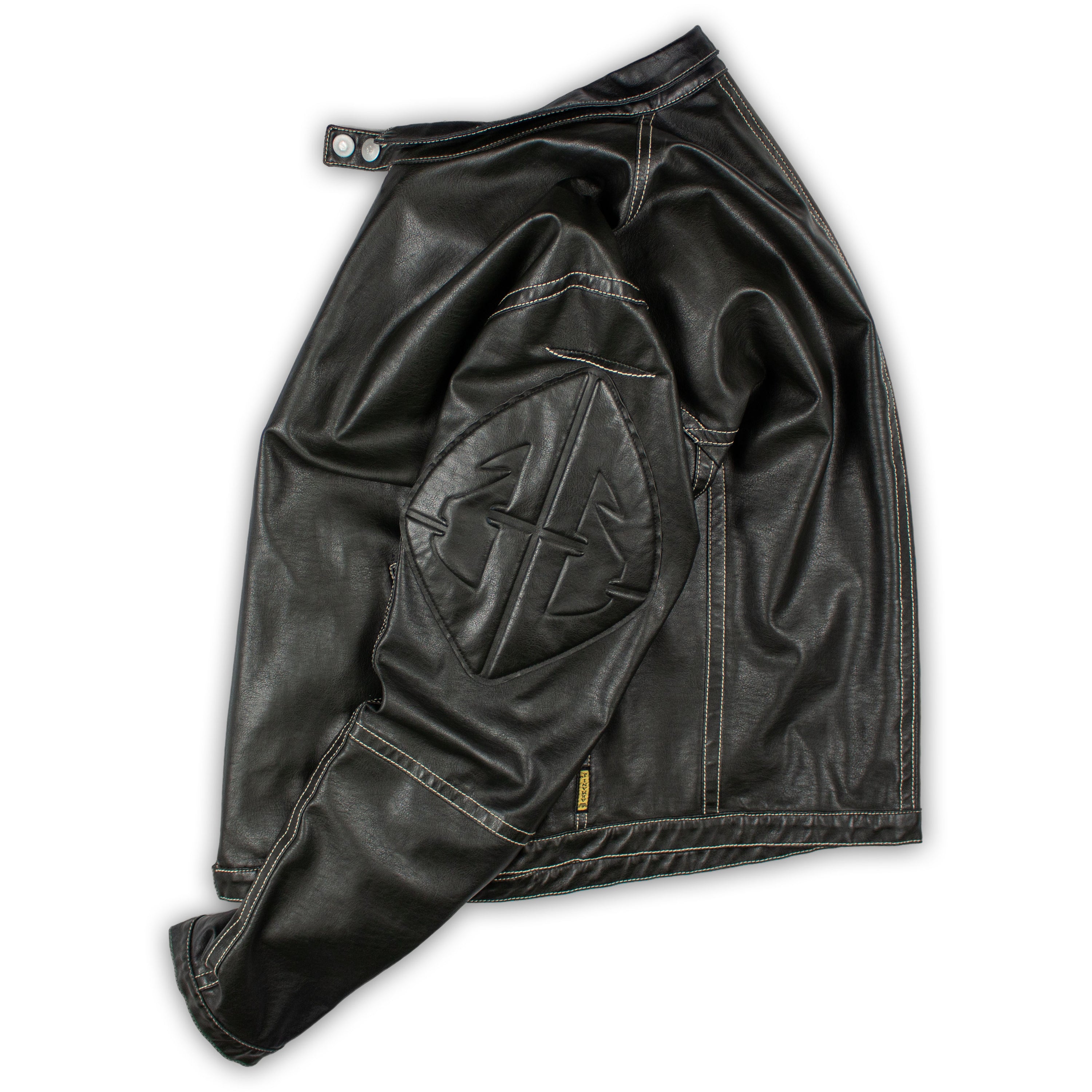 Embossed Leather Biker Jacket