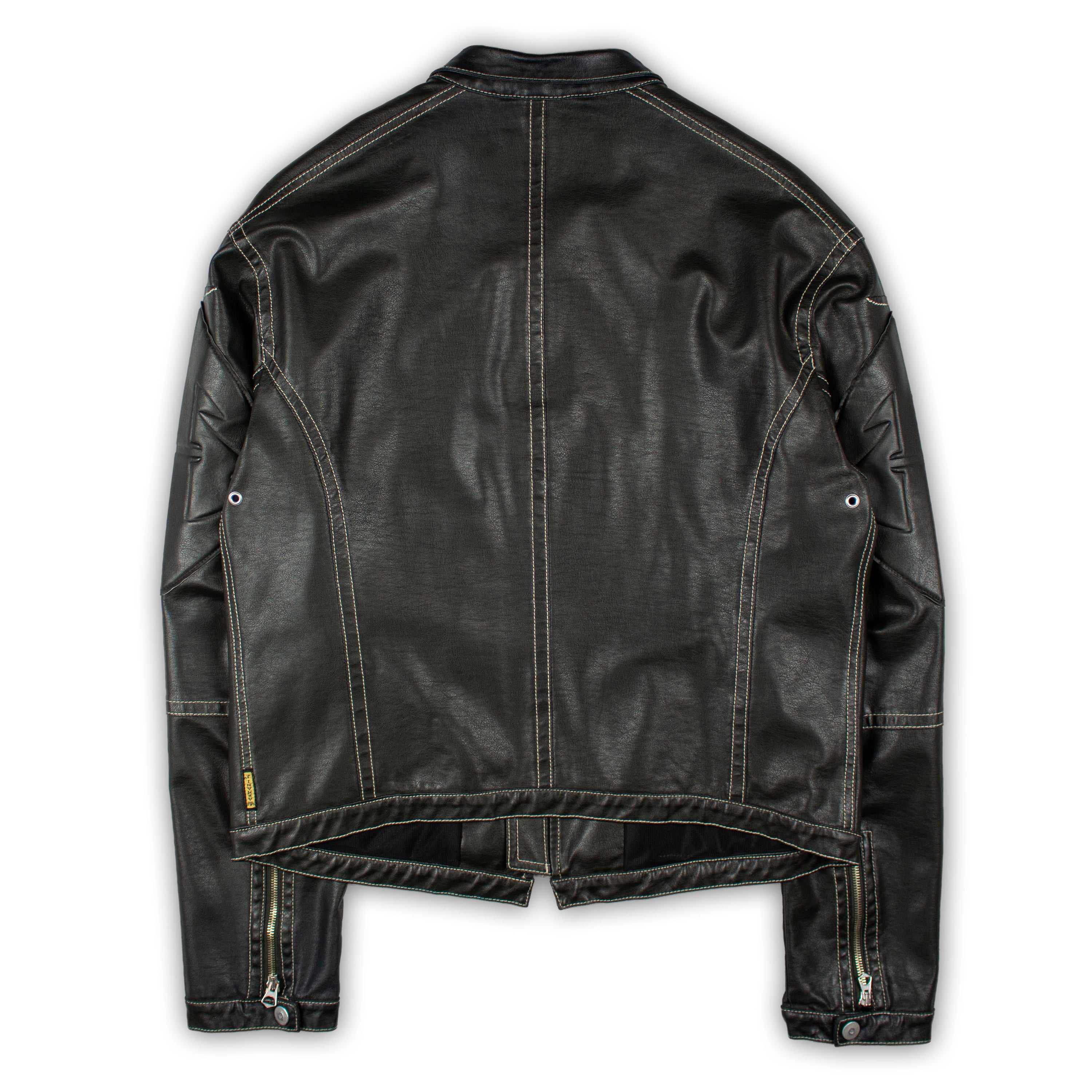 Embossed Leather Biker Jacket