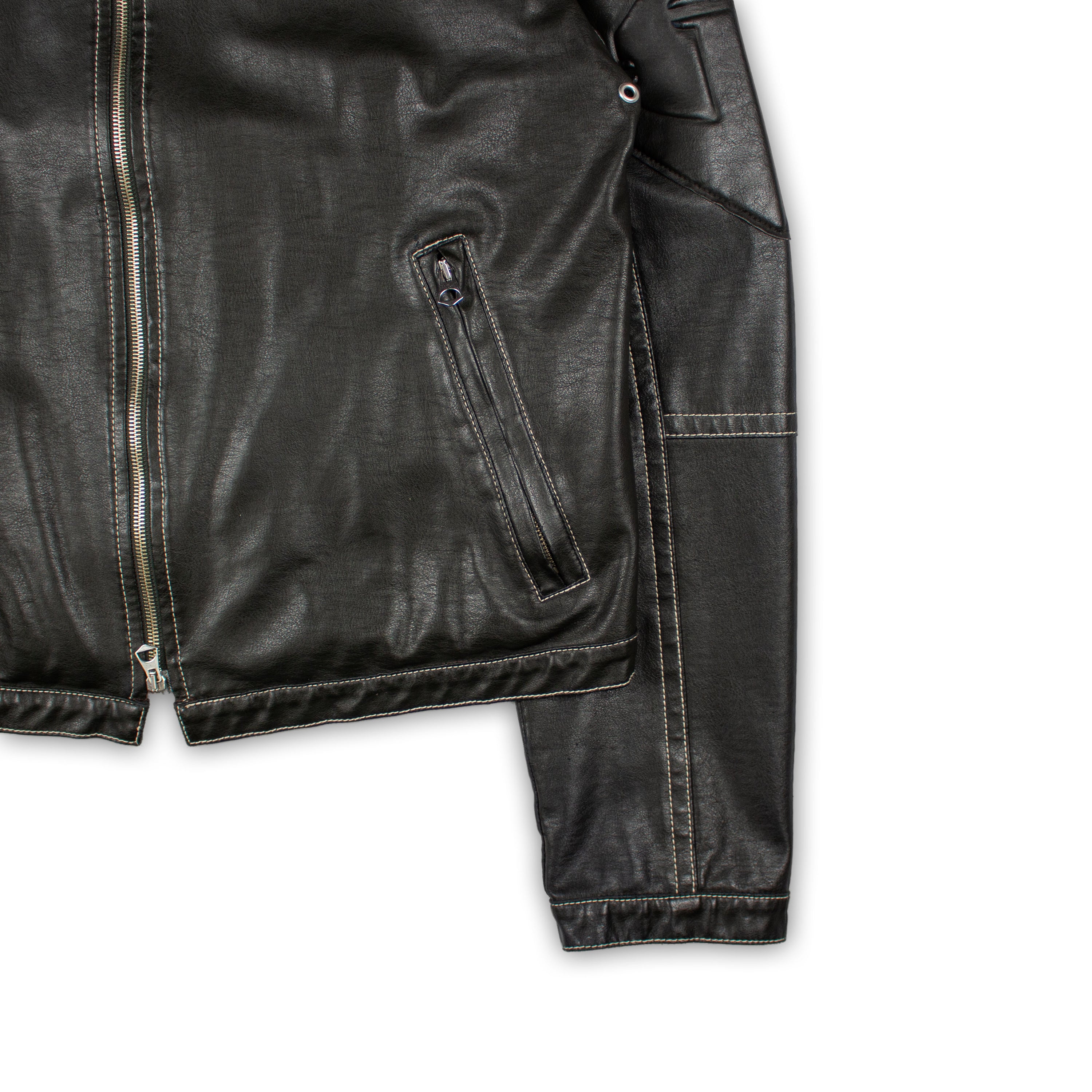 Embossed Leather Biker Jacket