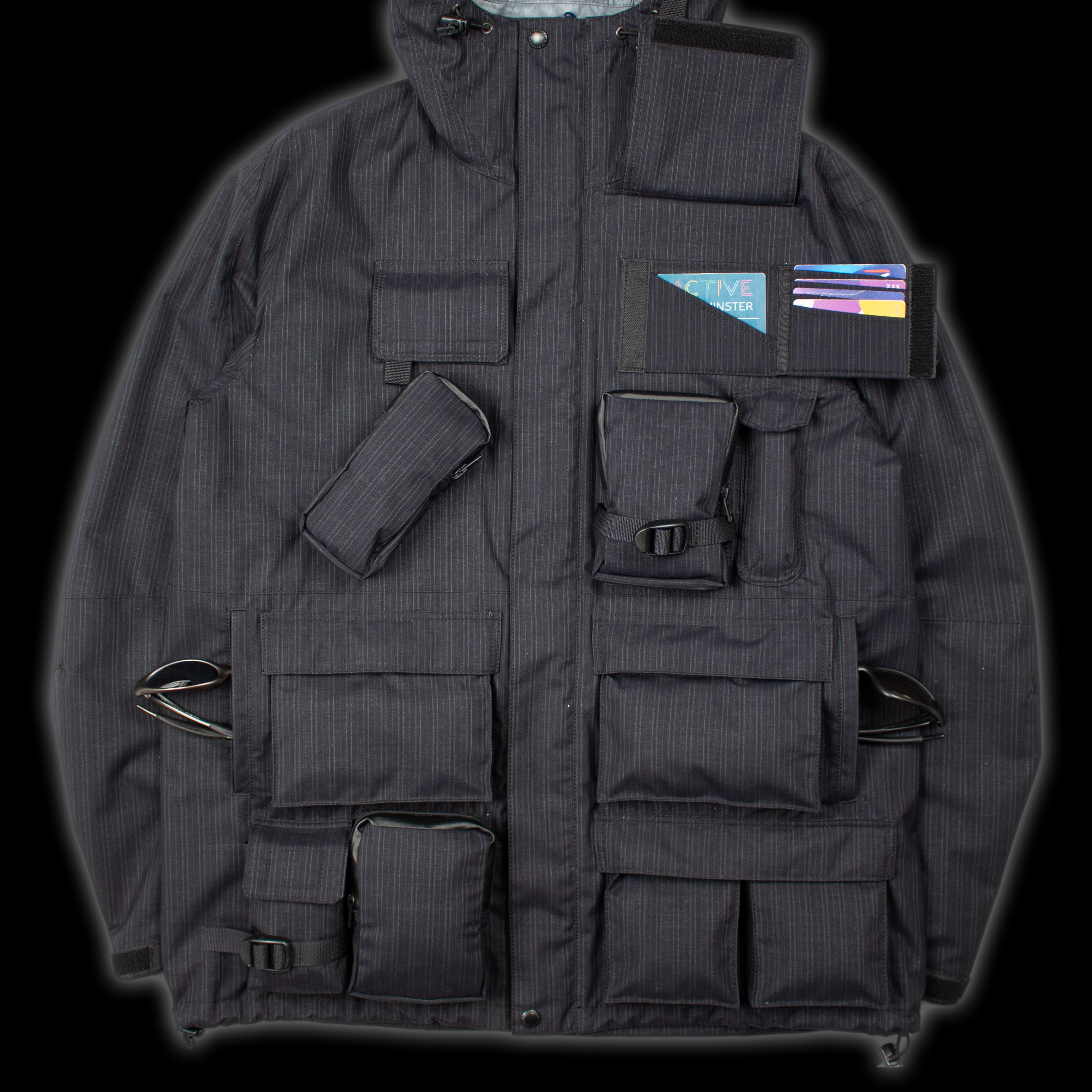 FW22 WOOL STRIPE LAMINATED UTILITY JACKET