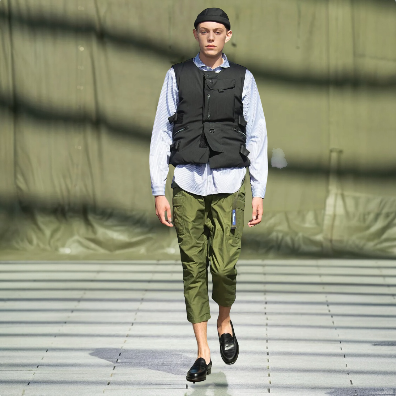 SS19 PINSTRIPE UTILITY DOWN VEST