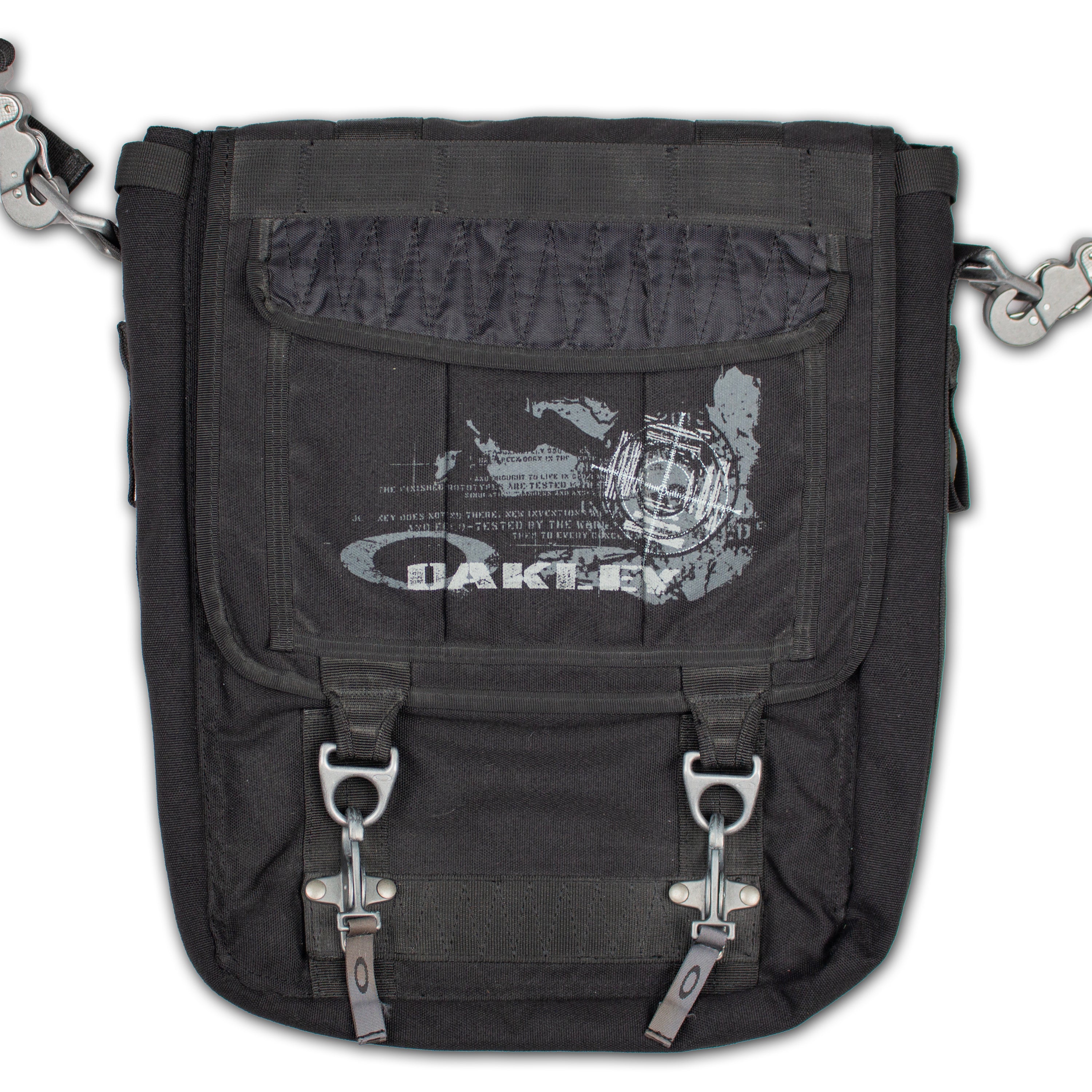 Early 2000s Vintage Oakley Tactical Field Gear Laptop Bag close up front view