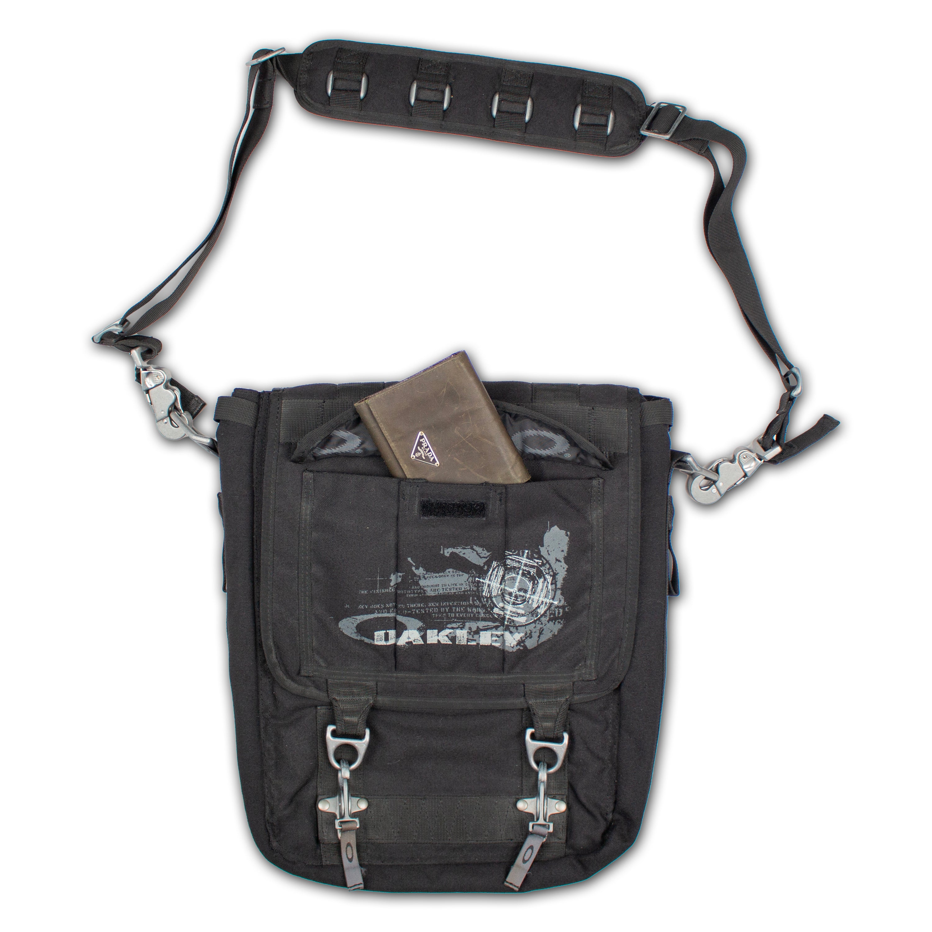 Early 2000s Vintage Oakley Tactical Field Gear Laptop Bag detailed front view