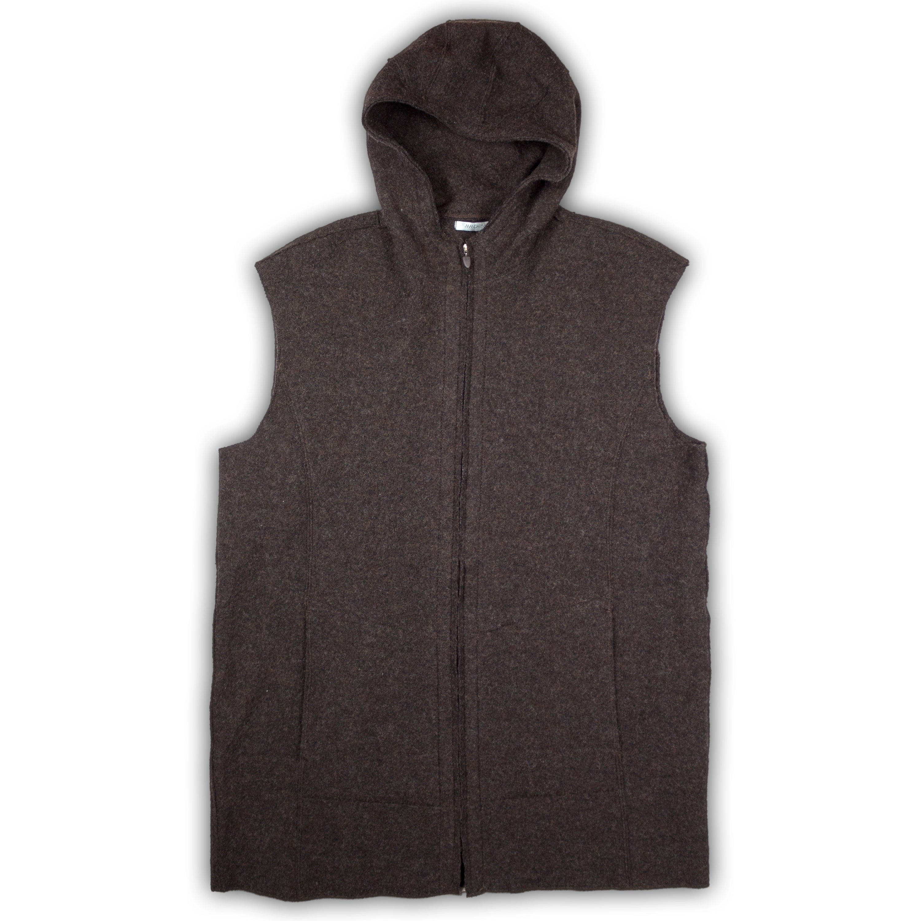 RAW CUT BOILED WOOL HOODED VEST
