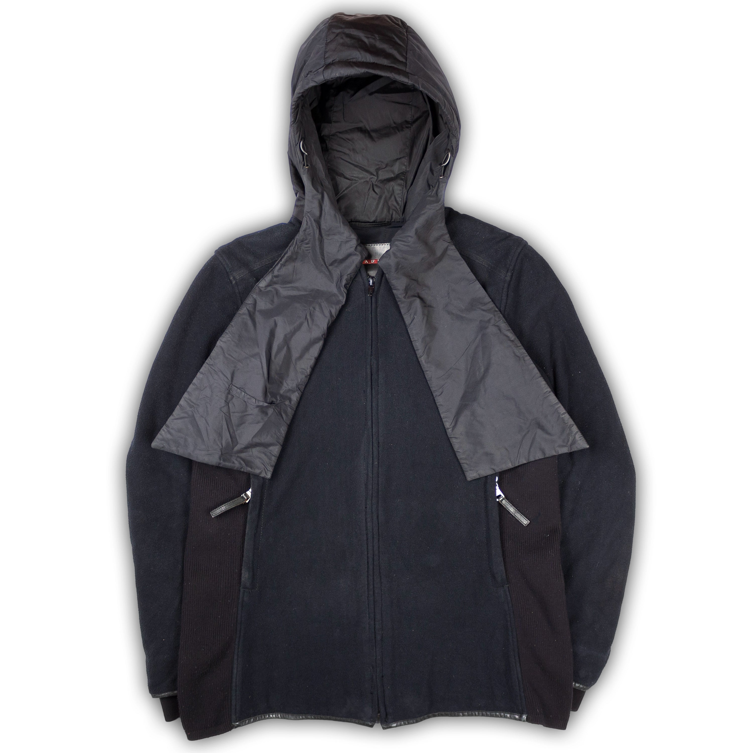 BUILT-IN SCARF HOODED ZIP-UP FLEECE