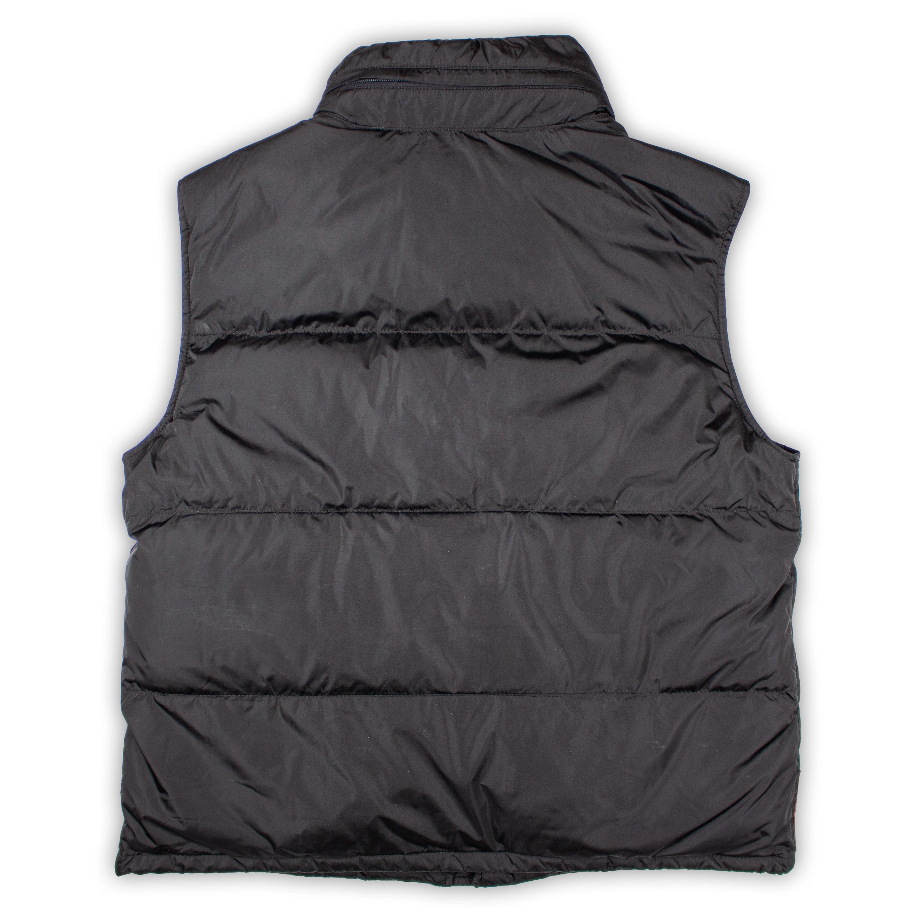 nylon stowaway-hood down gilet